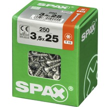 Spax Universalschraube Senkkopf Stahl gehärtet T 15, Holz-Vollgewinde 3,5x25 mm, 250 Stück