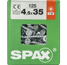 Spax Universalschraube Senkkopf Stahl gehärtet T 20, Holz-Teilgewinde 4,5x35 mm, 125 Stück