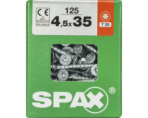 Spax Universalschraube Senkkopf Stahl gehärtet T 20, Holz-Teilgewinde 4,5x35 mm, 125 Stück Spax Universalschraube Senkkopf Stahl gehärtet T 20, Holz-Teilgewinde 4,5x35 mm, 125 Stück