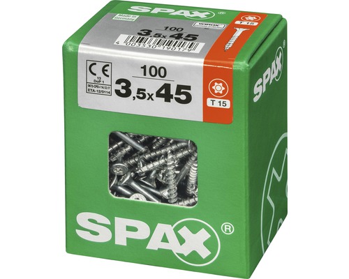 Spax Schrauben im Karton, Größe 3,5x45 Millimeter