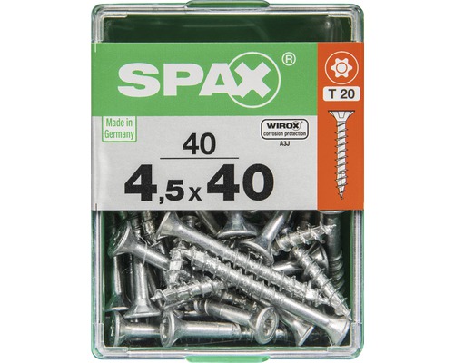 Spax Universalschraube Senkkopf Stahl gehärtet T 20, Holz-Teilgewinde 4,5x40 mm, 40 Stück Spax Universalschraube Senkkopf Stahl gehärtet T 20, Holz-Teilgewinde 4,5x40 mm, 40 Stück