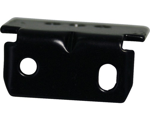 Schwarzer Winkelverbinder mit Löchern zur Befestigung