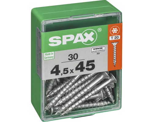 SPAXX Box mit 30 Universalschrauben, 4,5x45 Millimeter, mit Senkkopf und Torx-Antrieb T 20