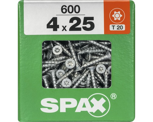 Spax Universalschraube Senkkopf Stahl gehärtet T 20, Holz-Vollgewinde 4x25 mm, 600 Stück