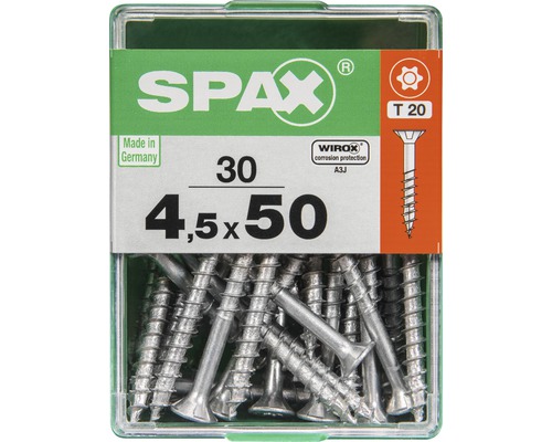 Spax Universalschraube Senkkopf Stahl gehärtet T 20, Holz-Teilgewinde 4,5x50 mm, 30 Stück Spax Universalschraube Senkkopf Stahl gehärtet T 20, Holz-Teilgewinde 4,5x50 mm, 30 Stück