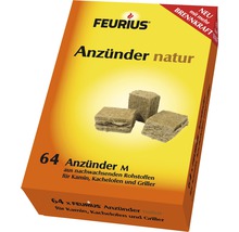 Feueranzünder aus natürlichen Rohstoffen für Kamin, Ofen und Grill, 64 Stück