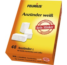 Feurius Anzünder weiß, 48 Stück, für Kamin, Kachelofen und Griller