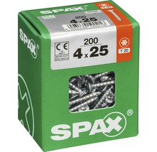 Spax Universalschraube Senkkopf Stahl gehärtet T 20, Holz-Vollgewinde 4x25 mm, 200 Stück