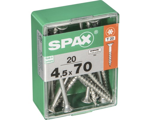 Spax Universalschraube Senkkopf Stahl gehärtet T 20, Holz-Teilgewinde 4,5x70 mm, 20 Stück Spax Universalschraube Senkkopf Stahl gehärtet T 20, Holz-Teilgewinde 4,5x70 mm, 20 Stück