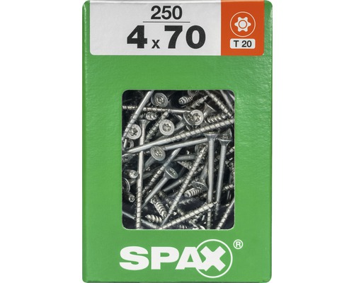 Spax Universalschraube Senkkopf Stahl gehärtet T 20, Holz-Teilgewinde 4x70 mm, 250 Stück Spax Universalschraube Senkkopf Stahl gehärtet T 20, Holz-Teilgewinde 4x70 mm, 250 Stück