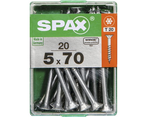 Spax Universalschraube Senkkopf Stahl gehärtet T 20, Holz-Teilgewinde 5x70 mm, 20 Stück Spax Universalschraube Senkkopf Stahl gehärtet T 20, Holz-Teilgewinde 5x70 mm, 20 Stück