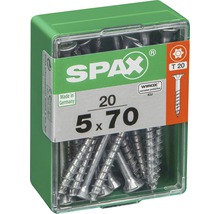 Spax Universalschraube Senkkopf Stahl gehärtet T 20, Holz-Teilgewinde 5x70 mm, 20 Stück