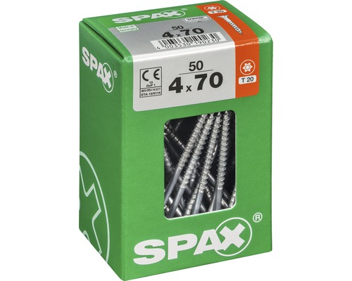 Spax Schrauben 4x70 Millimeter in einer grünen Verpackung