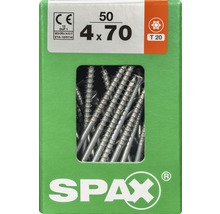 Spax Universalschraube Senkkopf Stahl gehärtet T 20, Holz-Teilgewinde 4x70 mm, 50 Stück