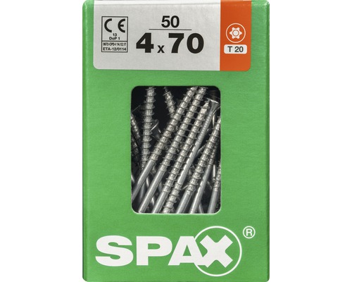 Spax Universalschraube Senkkopf Stahl gehärtet T 20, Holz-Teilgewinde 4x70 mm, 50 Stück Spax Universalschraube Senkkopf Stahl gehärtet T 20, Holz-Teilgewinde 4x70 mm, 50 Stück