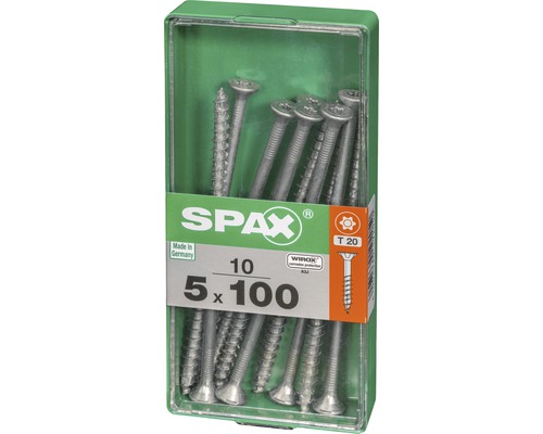 Packung mit zehn Spax Schrauben 5 x 100 Millimeter