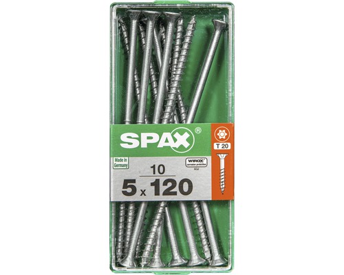 Spax Universalschraube Senkkopf Stahl gehärtet T 20, Holz-Teilgewinde 5x120 mm, 10 Stück Spax Universalschraube Senkkopf Stahl gehärtet T 20, Holz-Teilgewinde 5x120 mm, 10 Stück