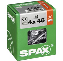 Spax Universalschraube Senkkopf Stahl gehärtet T 20, Holz-Teilgewinde 4,5x45 mm, 75 Stück