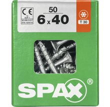 Spax Universalschraube Senkkopf Stahl gehärtet T 30, Holz-Teilgewinde 6x40 mm, 50 Stück