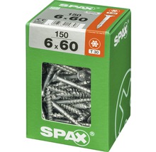 Spax Universalschraube Senkkopf Stahl gehärtet T 30, Holz-Teilgewinde 6x60 mm, 150 Stück
