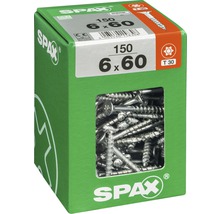 Spax Universalschraube Senkkopf Stahl gehärtet T 30, Holz-Teilgewinde 6x60 mm, 150 Stück