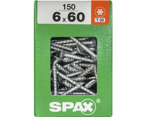 Spax Universalschraube Senkkopf Stahl gehärtet T 30, Holz-Teilgewinde 6x60 mm, 150 Stück Spax Universalschraube Senkkopf Stahl gehärtet T 30, Holz-Teilgewinde 6x60 mm, 150 Stück