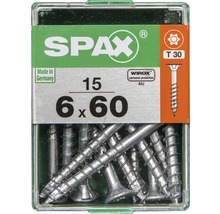 Spax Universalschraube Senkkopf Stahl gehärtet T 30, Holz-Teilgewinde 6x60 mm, 15 Stück
