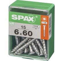 Spax Universalschraube Senkkopf Stahl gehärtet T 30, Holz-Teilgewinde 6x60 mm, 15 Stück