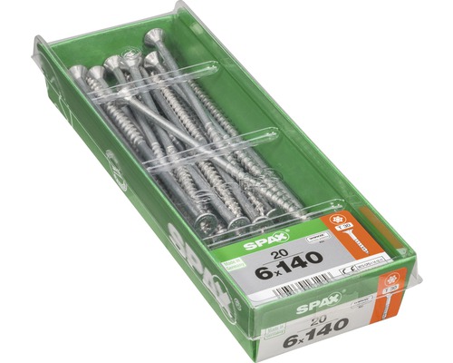 Spax Senkkopfschrauben, 6 x 140 Millimeter, 20 Stück in Verpackung