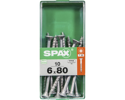 Spax Universalschraube Senkkopf Stahl gehärtet T 30, Holz-Teilgewinde 6x80 mm, 10 Stück Spax Universalschraube Senkkopf Stahl gehärtet T 30, Holz-Teilgewinde 6x80 mm, 10 Stück