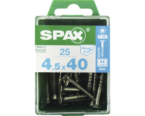 Spax Universalschraube, Edelstahl A2, Senkkopf T 20, Holz-Teilgewinde, 4,5x40 mm, 25 Stück-0