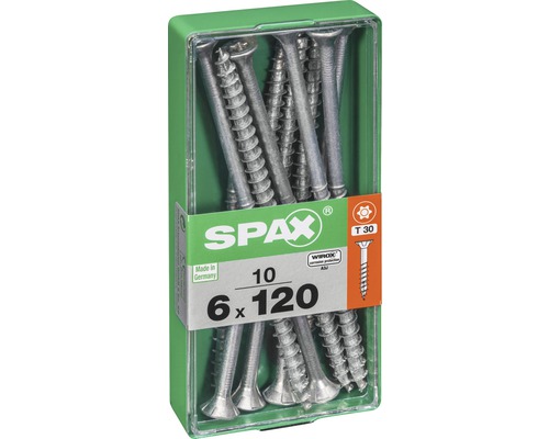 Spax Schrauben 6 x 120 Millimeter, 10 Stück, im transparenten Behälter