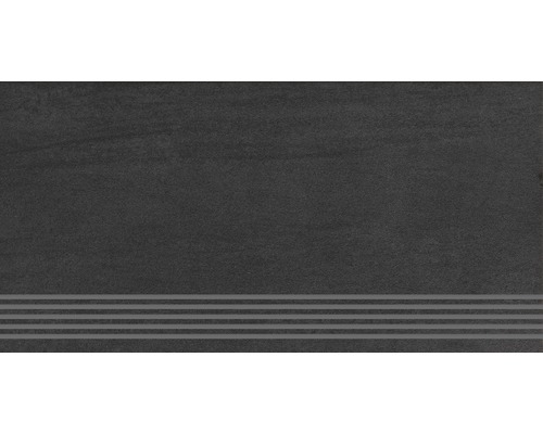 Feinsteinzeug Treppenstufe Sokio 30,0x60,0 cm schwarz matt