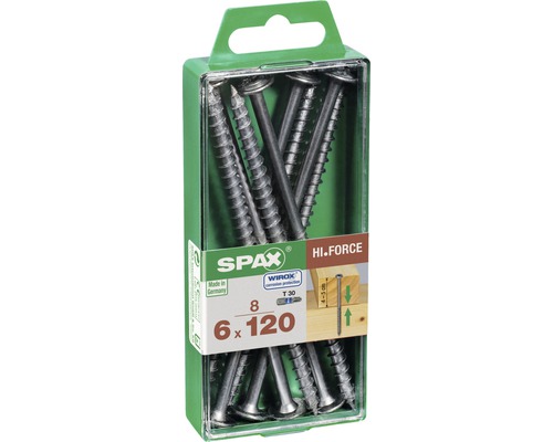 Spax Holzbauschraube Hi.Force, Tellerkopf T 30, Holz-Teilgewinde, 6x120 mm, 8 Stück SPAX Hi.force Schrauben 6x120 Millimeter in Verpackung