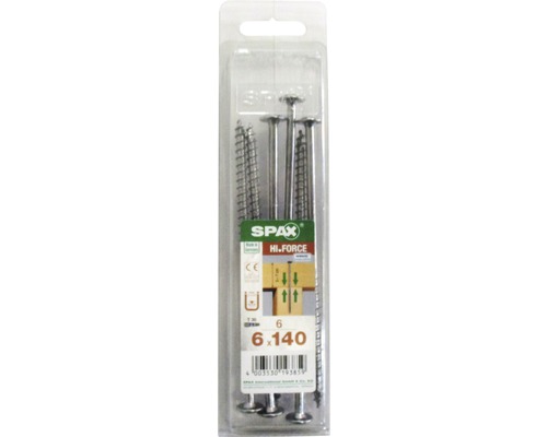 Spax Holzbauschraube Hi.Force, Tellerkopf T 30, Holz-Teilgewinde, 6x140 mm, 6 Stück Verpackung Spax Hi.force Schrauben, 6 x 140 Millimeter