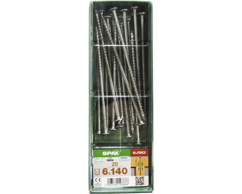Spax Holzbauschraube Hi.Force, Tellerkopf T 30, Holz-Teilgewinde, 6x140 mm, 20 Stück Spax Senkkopfschrauben 6 x 140 mm, 20 Stück