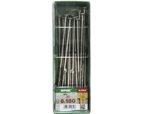 Spax Holzbauschraube Hi.Force, Tellerkopf T 30, Holz-Teilgewinde, 6x180 mm, 20 Stück Spax Hi-Force Nägel, 6 x 180 Millimeter, 20 Stück in einer Packung