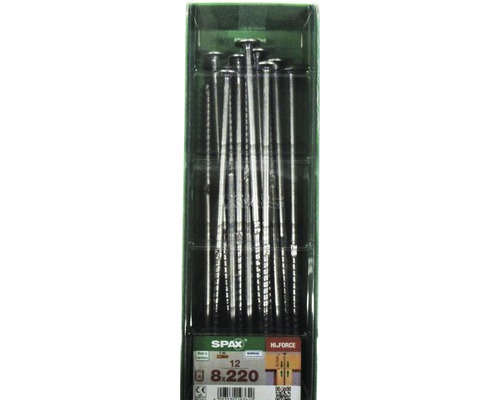 Spax Holzbauschraube Hi.Force, Tellerkopf T 40, Holz-Teilgewinde, 8x220 mm, 12 Stück Packung mit zwölf Schrauben 8x220 von Spax