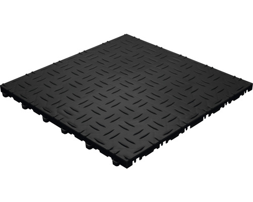 Schwarze Bodenfliesen mit Riffelblechmuster