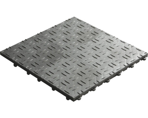 Klickfliese Kunststoff florco grip 40x40 cm silber Quadratische Bodenfliese mit Riffelblechmuster