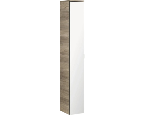 Hochschrank Fackelmann Luxor links mit Spiegel 140x20x26 cm esche grau Badezimmer Hochschrank mit Tür und Holzoptik