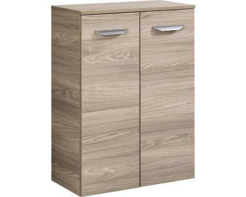 Midischrank Fackelmann Luxor mit 2 Türen 0,5x83x32 cm esche grau Holzfarbener Badezimmerschrank mit zwei Türen und Griffen