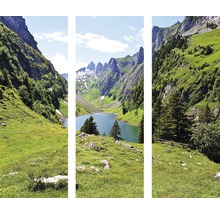 Triptychon einer Berglandschaft mit See