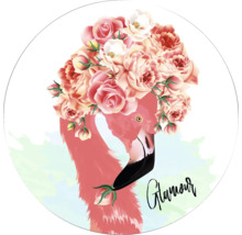 Flamingo mit Blumenkranz Illustration
