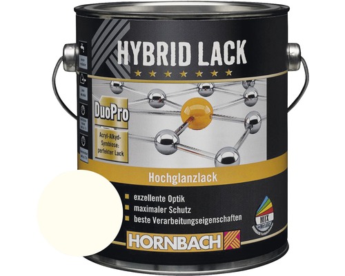 HORNBACH Buntlack Hybridlack Möbellack glänzend RAL 9010 reinweiß 2 l