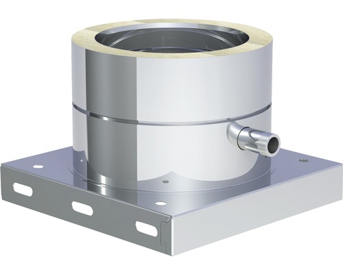 Grundplatte Jeremias DW-ECO für doppelwandiges Abgassystem mit seitlichem Ablauf Ø130mm