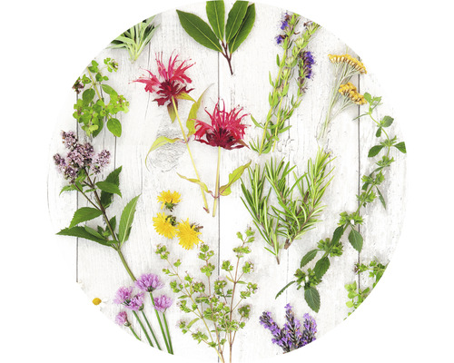 Glasbild rund Herbs & Flowers Ø 20 cm GLR043