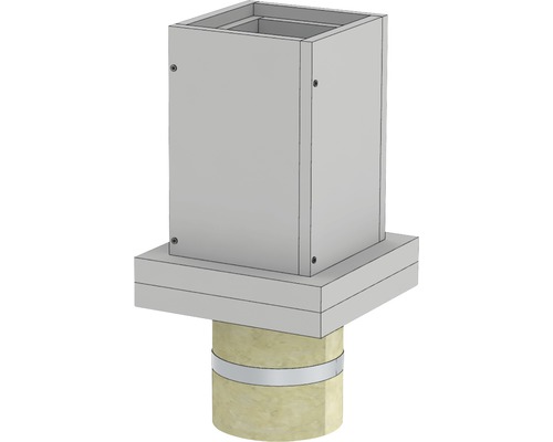 Fußelement Jeremias Furado F für Betondecke mit Kugelfang und Wandfutter EW Ø120mm Schornsteinverkleidung mit Rohrdurchführung und Isolierung