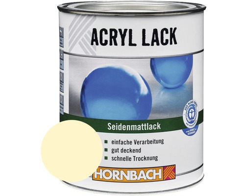 HORNBACH Buntlack Acryllack seidenmatt hellelfenbein 750 ml Acryllack Dose mit Farbfleck und Umweltzeichen Blauer Engel