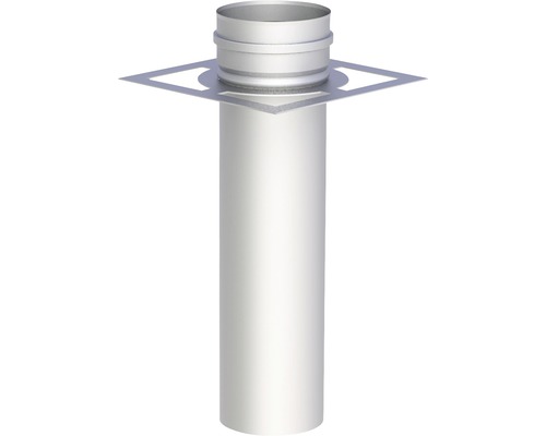 Zwischenstütze Jeremias Furado F lang Einbau vor Versatz o. 2. T o. R. EW Ø120mm Edelstahlschornstein mit quadratischer Dachdurchführung
